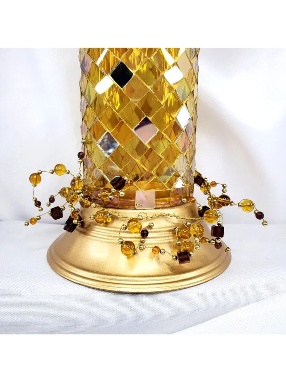 Partylite P9903 Gold Mosaic Column Candle Holder 9